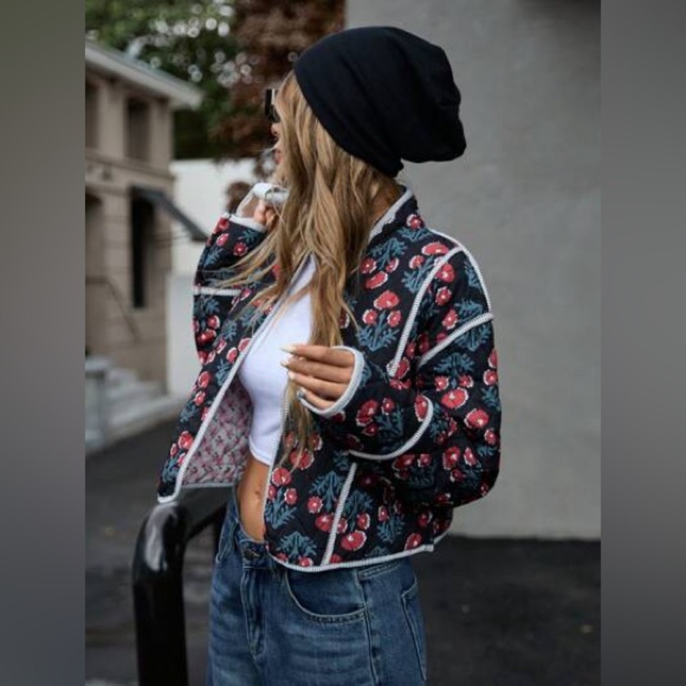 SHEIN | Reversible Quilted Open Jacket